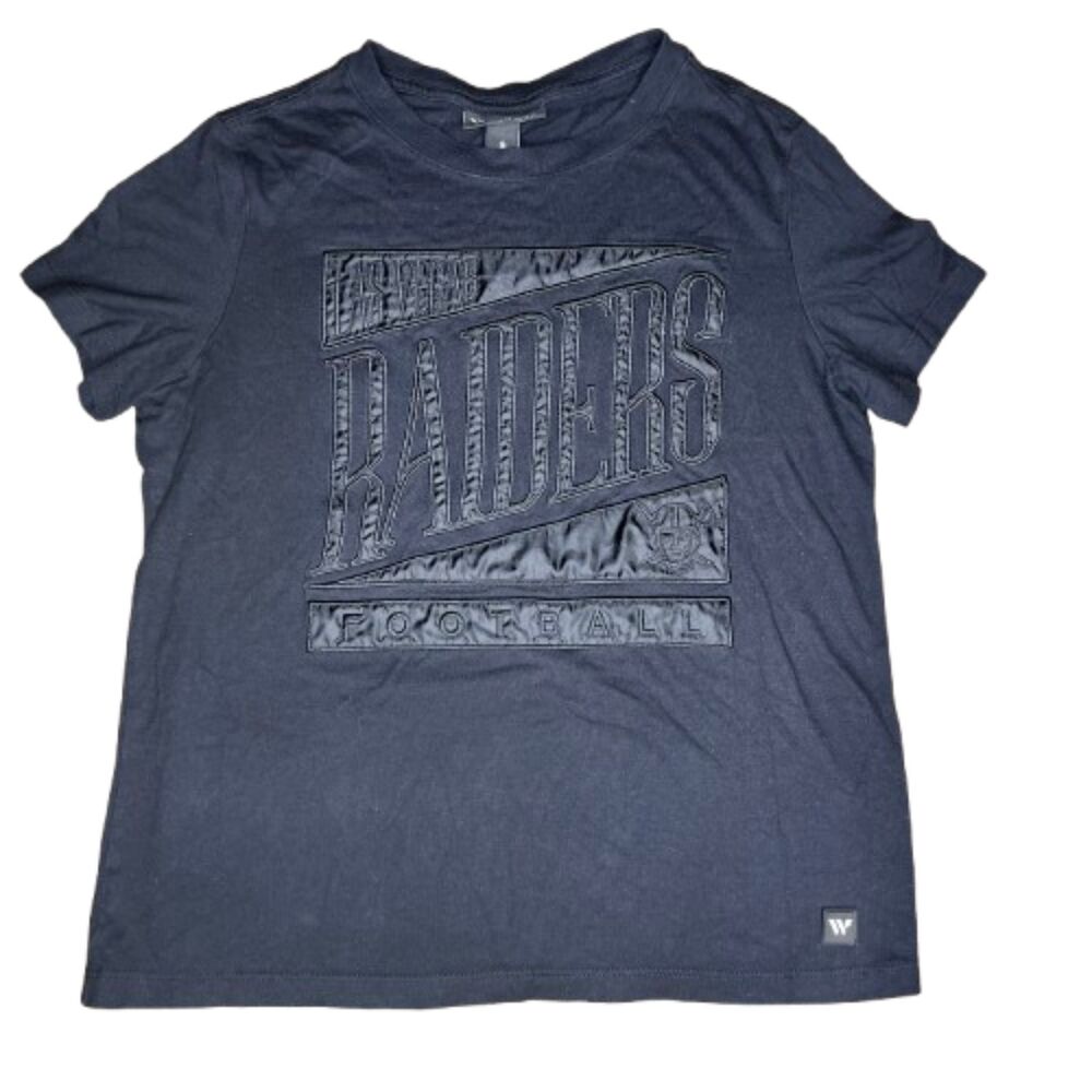 The Wild Collective Raiders Black Embossed Las Vegas Football T‑Shirt Size S